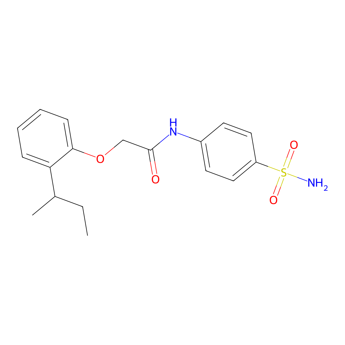 N-[4-(aminosulfonyl)phenyl]-2-(2-sec-butylphenoxy)acetamide molecular structure, CAS 650572-71-7