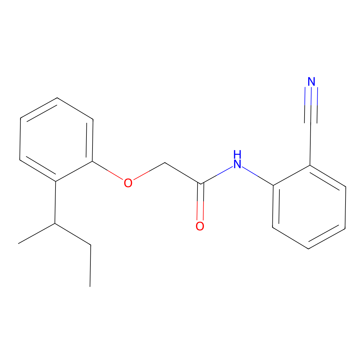 2-(2-sec-butylphenoxy)-N-(2-cyanophenyl)acetamide molecular structure, CAS 650572-72-8