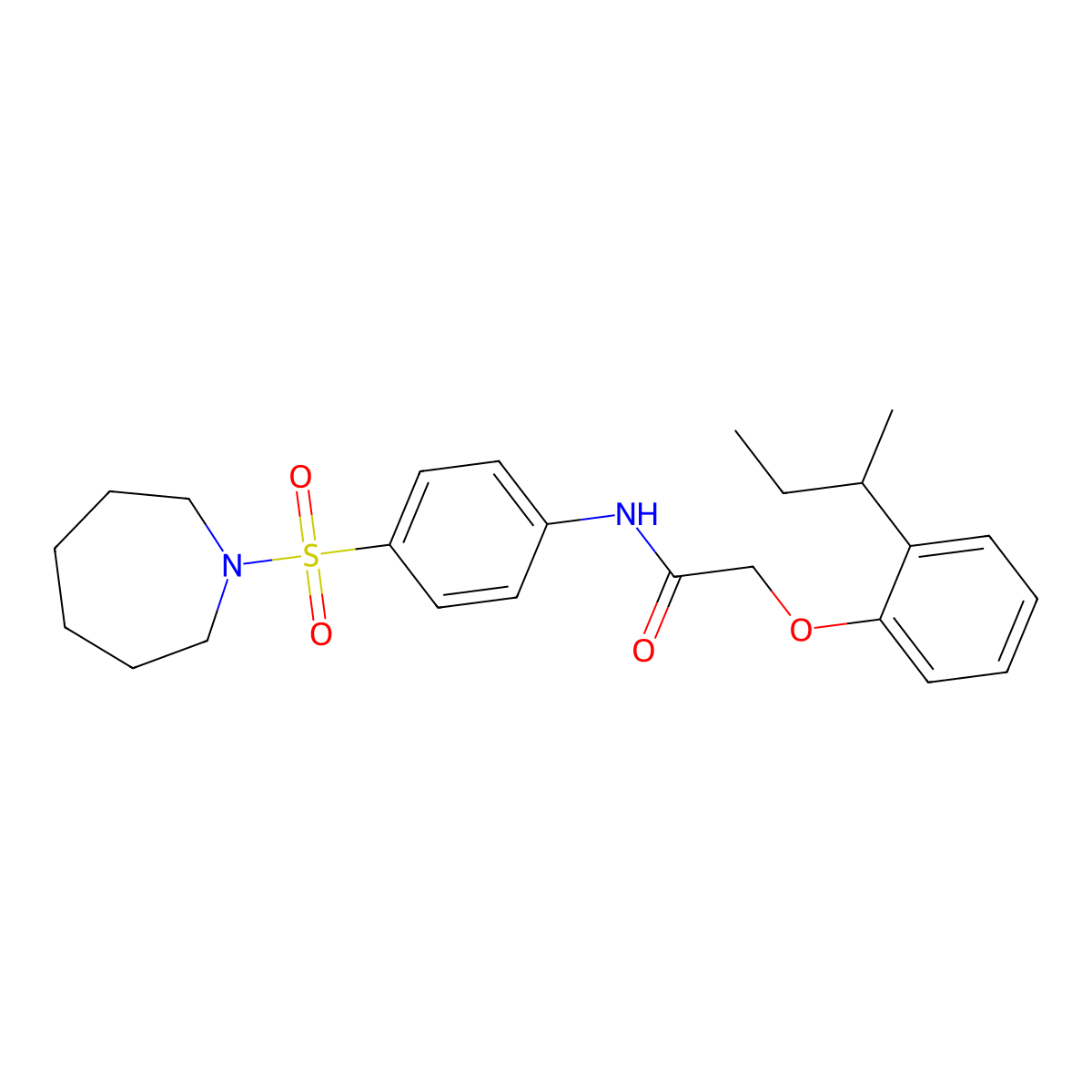 N-[4-(1-azepanylsulfonyl)phenyl]-2-(2-sec-butylphenoxy)acetamide molecular structure, CAS 650572-91-1