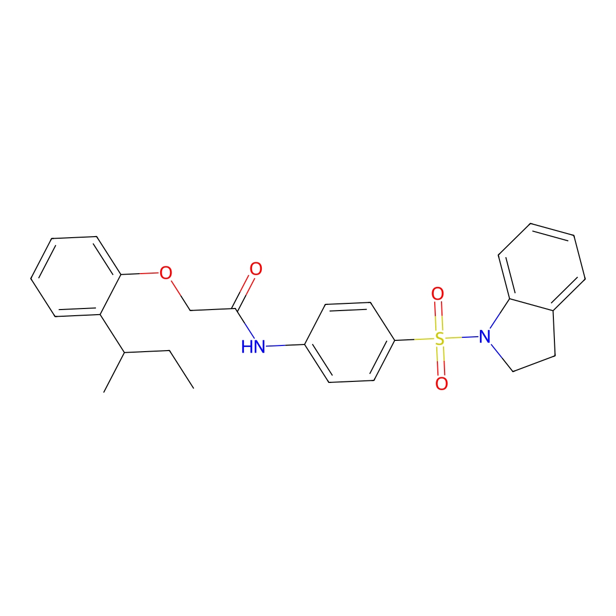 2-(2-sec-butylphenoxy)-N-[4-(2,3-dihydro-1H-indol-1-ylsulfonyl)phenyl]acetamide molecular structure, CAS 650572-92-2