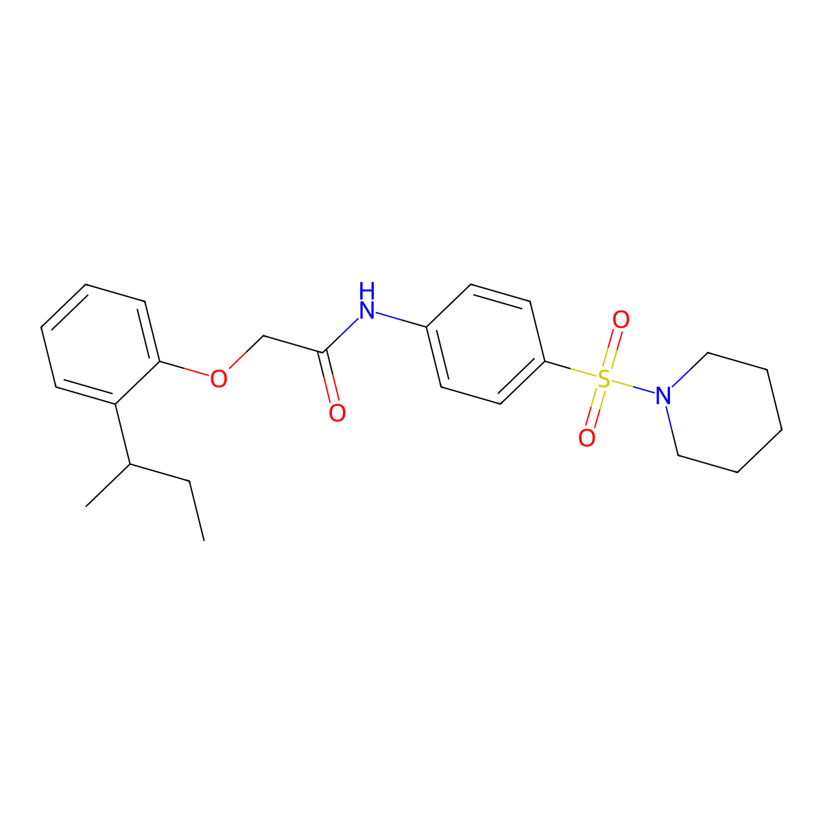 2-(2-sec-butylphenoxy)-N-[4-(1-piperidinylsulfonyl)phenyl]acetamide molecular structure, CAS 650572-93-3