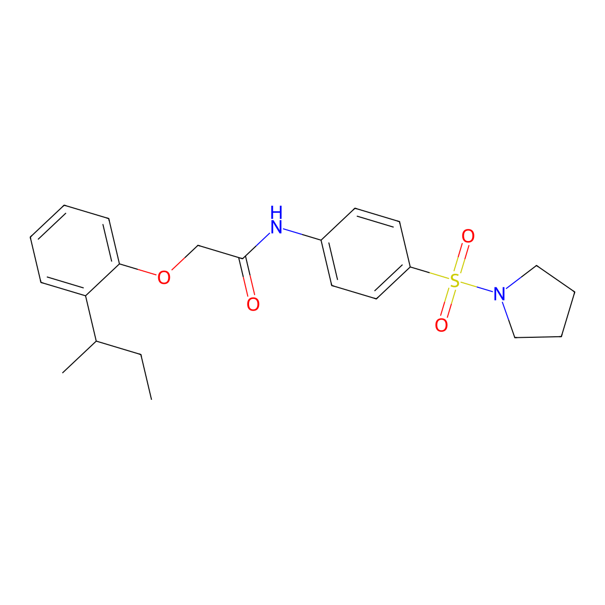 2-(2-sec-butylphenoxy)-N-[4-(1-pyrrolidinylsulfonyl)phenyl]acetamide molecular structure, CAS 650572-95-5