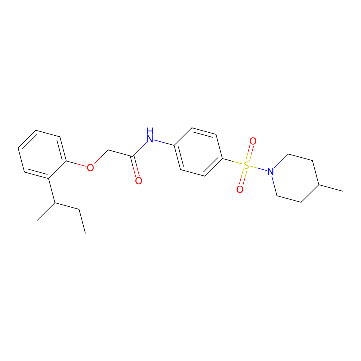 2-(2-sec-butylphenoxy)-N-{4-[(4-methyl-1-piperidinyl)sulfonyl]phenyl}acetamide molecular structure, CAS 650572-96-6