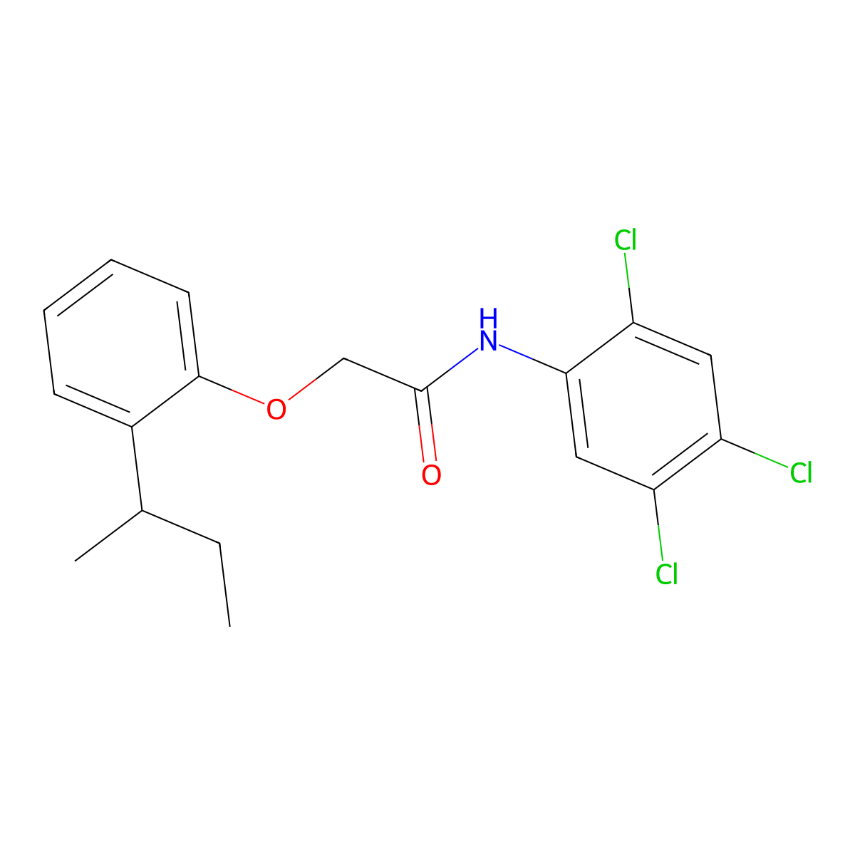 2-(2-butan-2-ylphenoxy)-N-(2,4,5-trichlorophenyl)acetamide molecular structure, CAS 650572-98-8