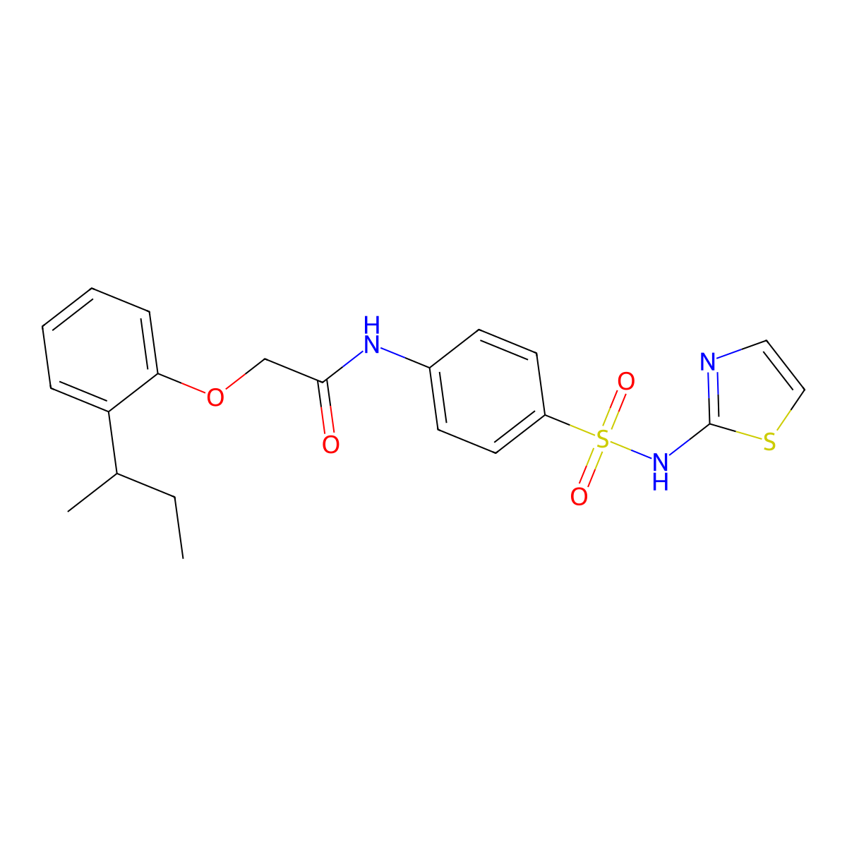 2-(2-sec-butylphenoxy)-N-{4-[(1,3-thiazol-2-ylamino)sulfonyl]phenyl}acetamide molecular structure, CAS 650572-99-9