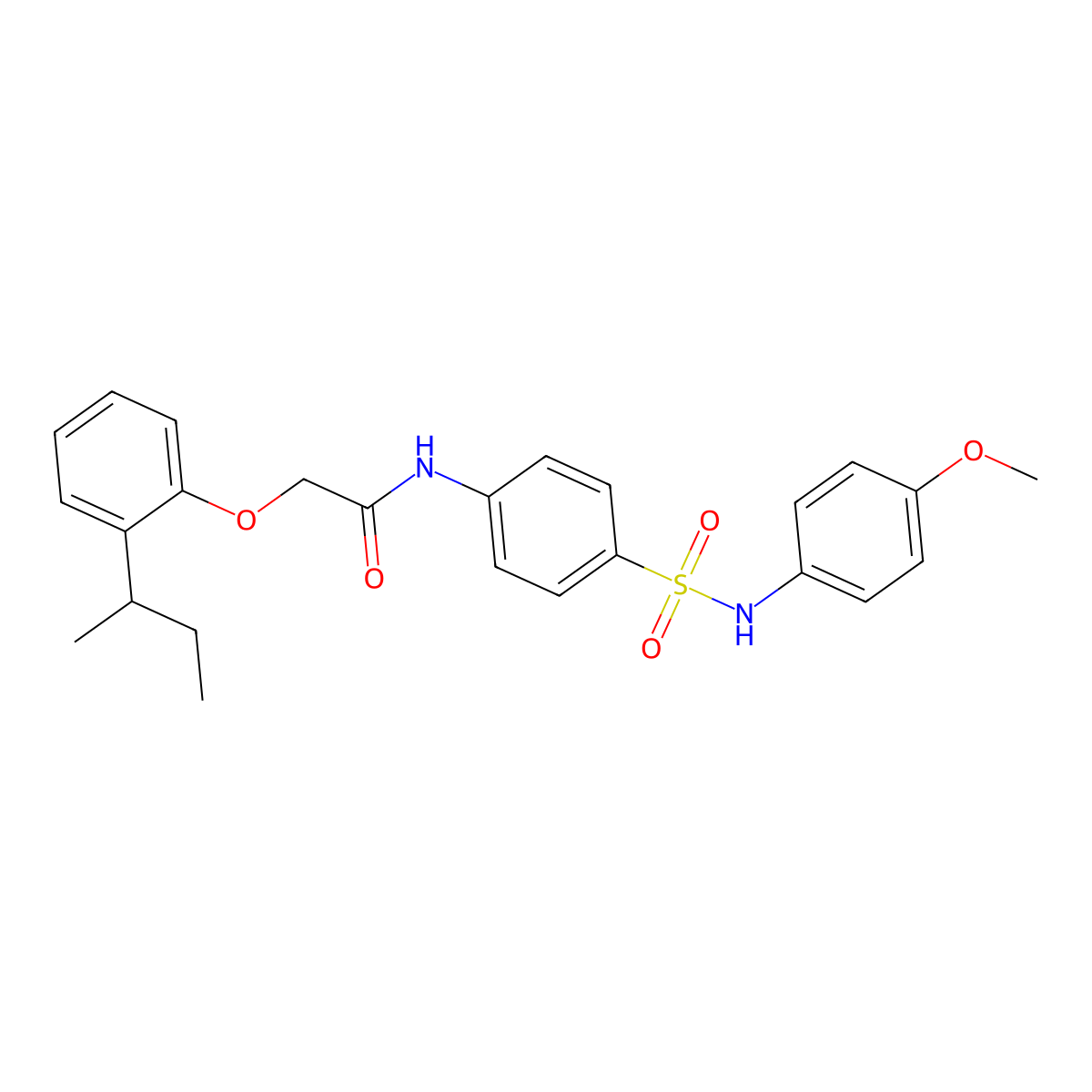 2-(2-butan-2-ylphenoxy)-N-[4-[(4-methoxyphenyl)sulfamoyl]phenyl]acetamide molecular structure, CAS 650573-05-0