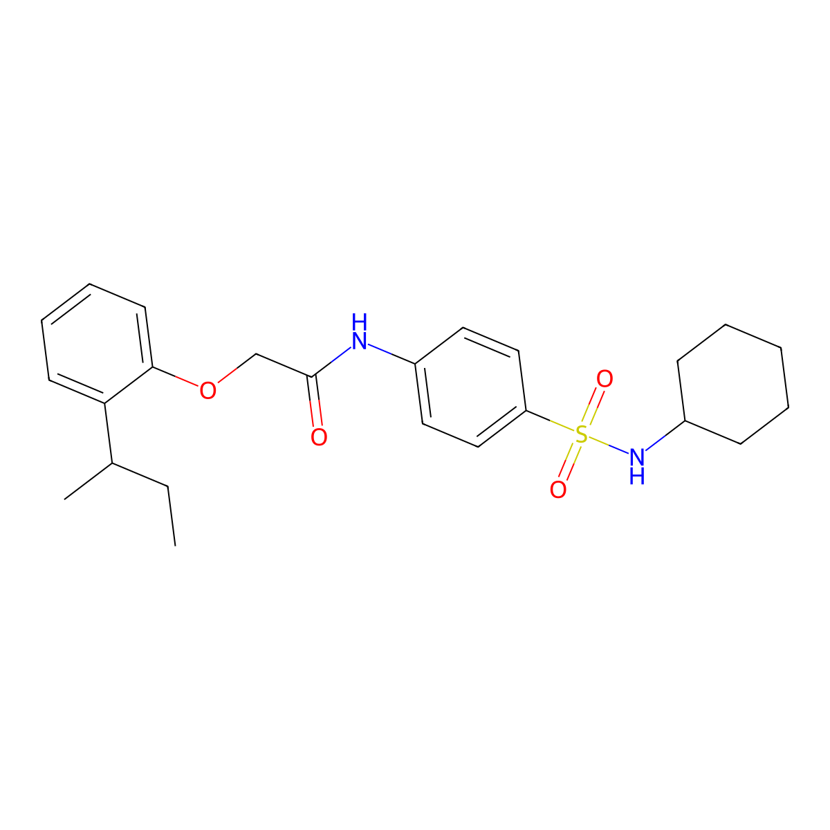 2-(2-sec-butylphenoxy)-N-{4-[(cyclohexylamino)sulfonyl]phenyl}acetamide molecular structure, CAS 650573-06-1