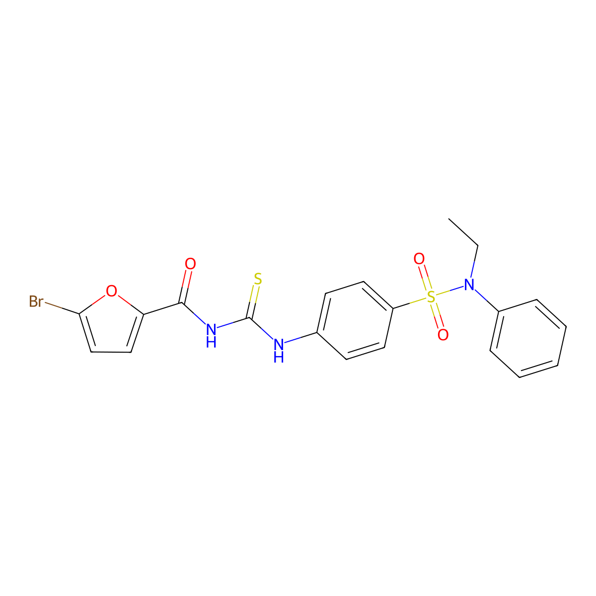 5-bromo-N-{[(4-{[ethyl(phenyl)amino]sulfonyl}phenyl)amino]carbonothioyl}-2-furamide molecular structure, CAS 650576-31-1