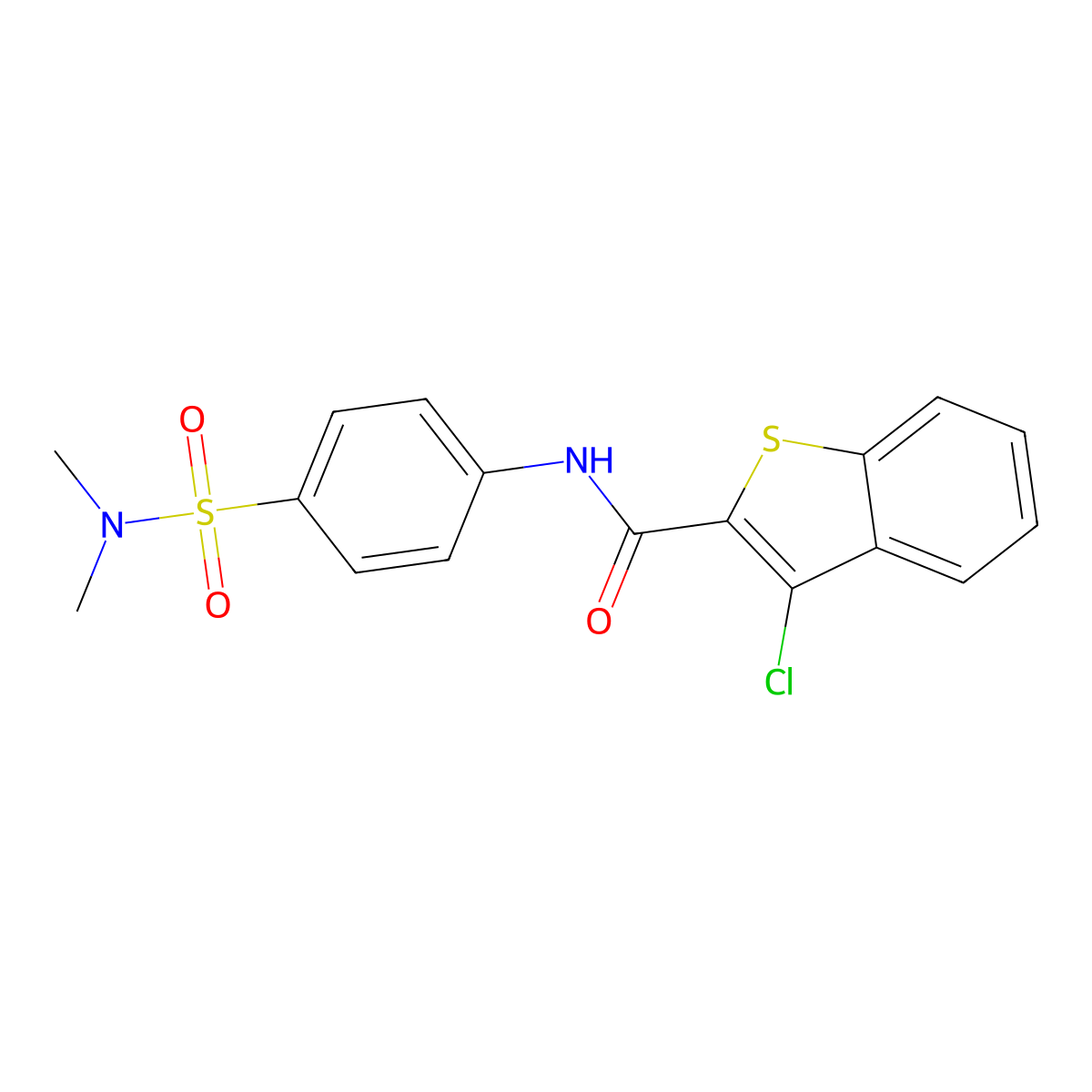 3-chloro-N-[4-(dimethylsulfamoyl)phenyl]-1-benzothiophene-2-carboxamide molecular structure, CAS 650584-65-9