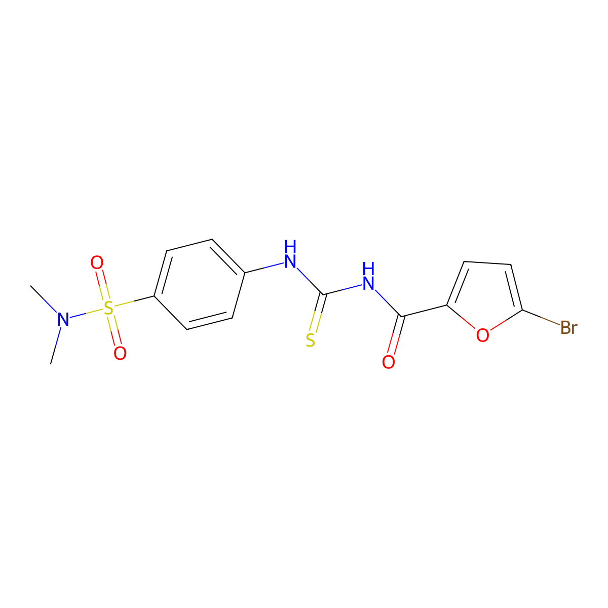 5-bromo-N-[[4-(dimethylsulfamoyl)anilino]-sulfanylidenemethyl]-2-furancarboxamide molecular structure, CAS 650585-43-6