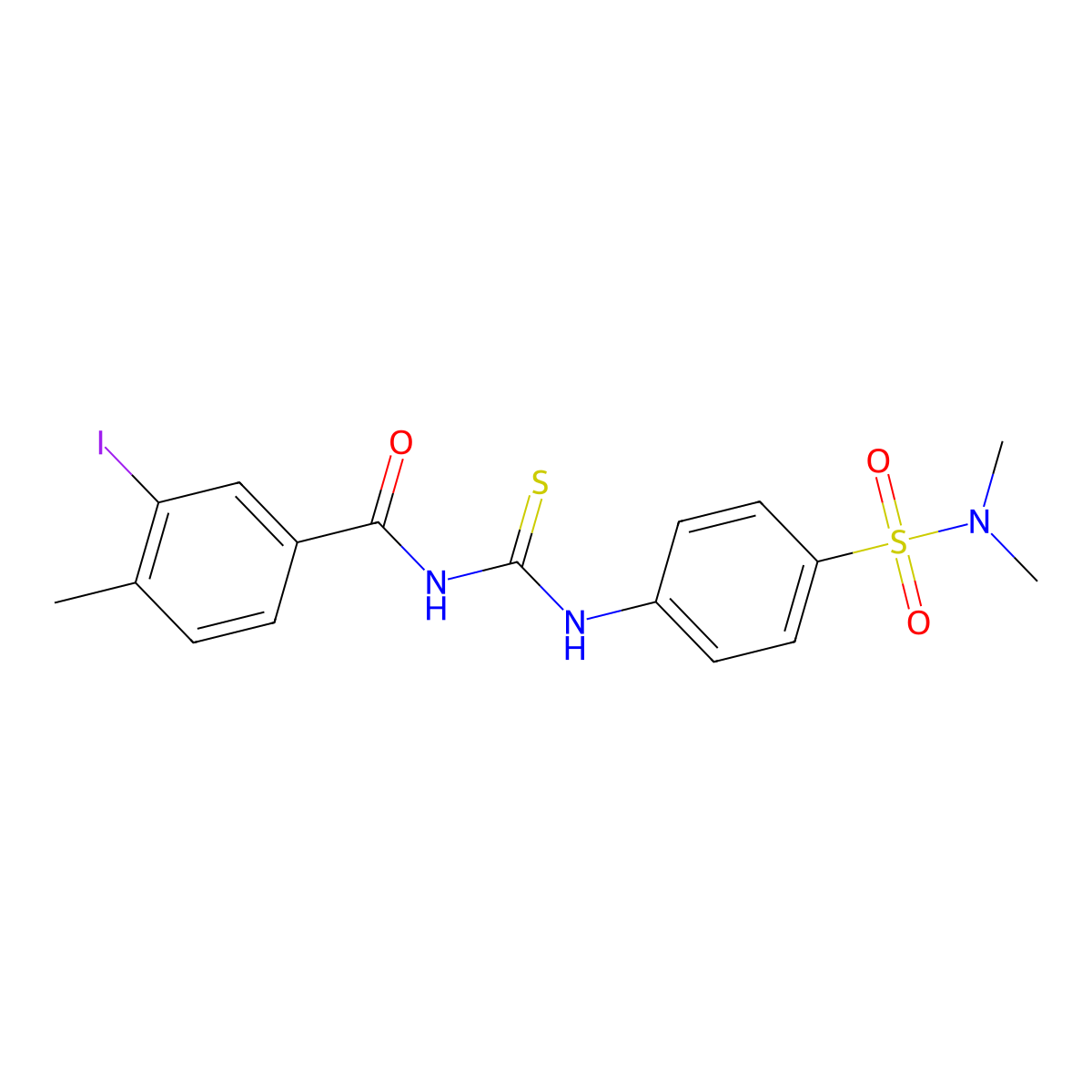 N-[[4-(dimethylsulfamoyl)phenyl]carbamothioyl]-3-iodo-4-methylbenzamide molecular structure, CAS 650585-56-1