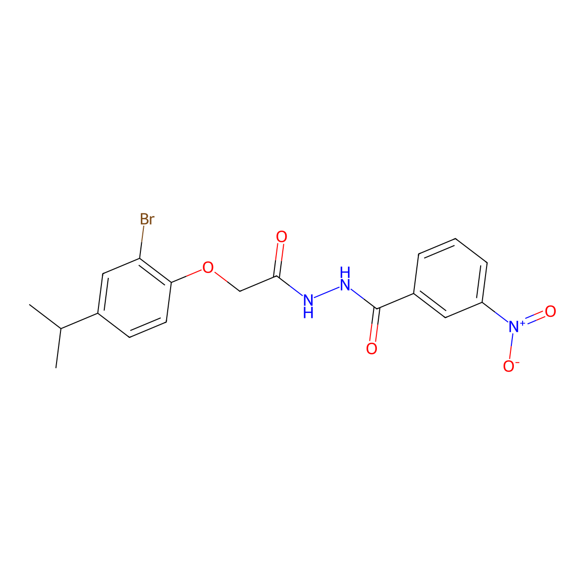 N'-[2-(2-bromo-4-propan-2-ylphenoxy)acetyl]-3-nitrobenzohydrazide molecular structure, CAS 650586-90-6