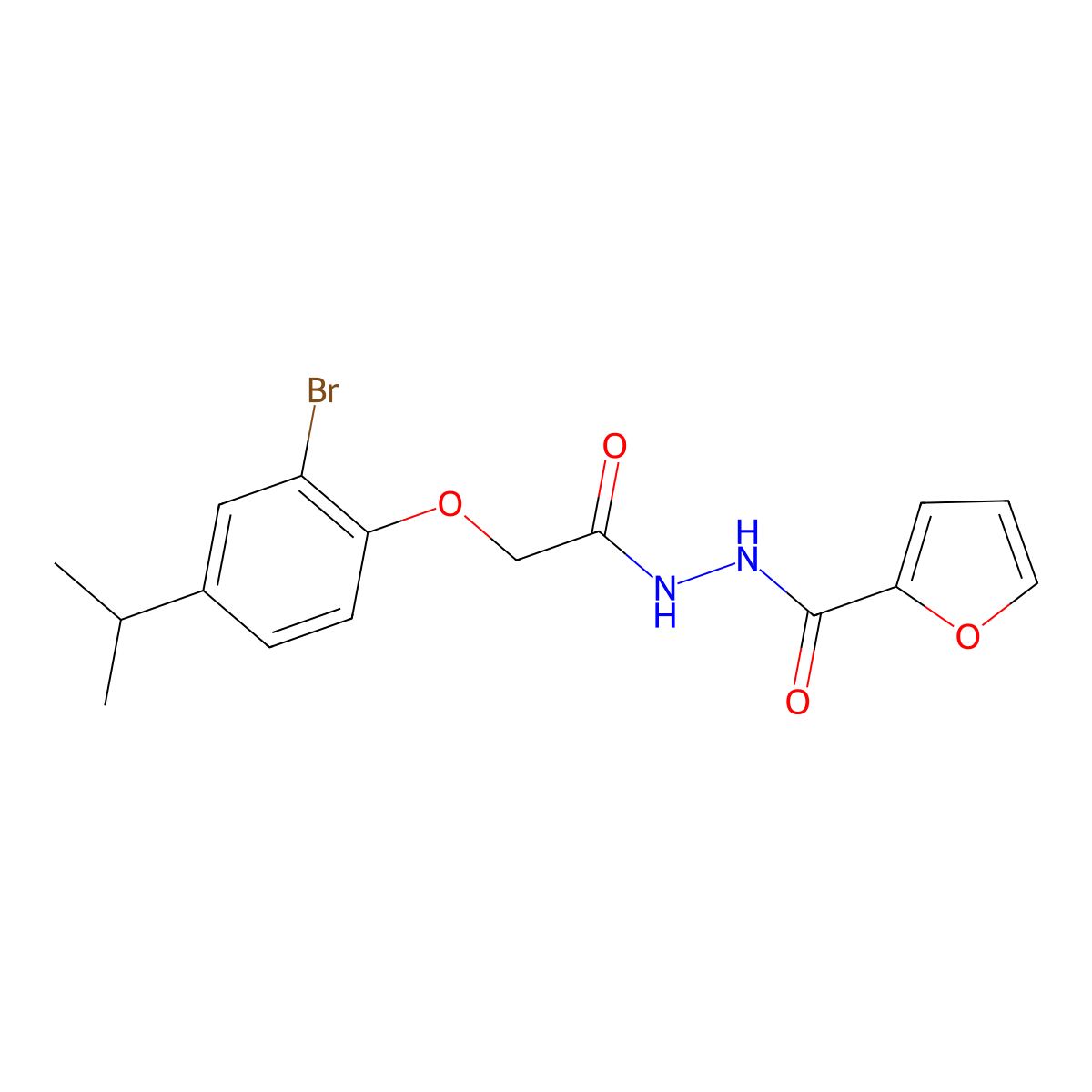 N'-[2-(2-bromo-4-propan-2-ylphenoxy)acetyl]furan-2-carbohydrazide molecular structure, CAS 650587-00-1
