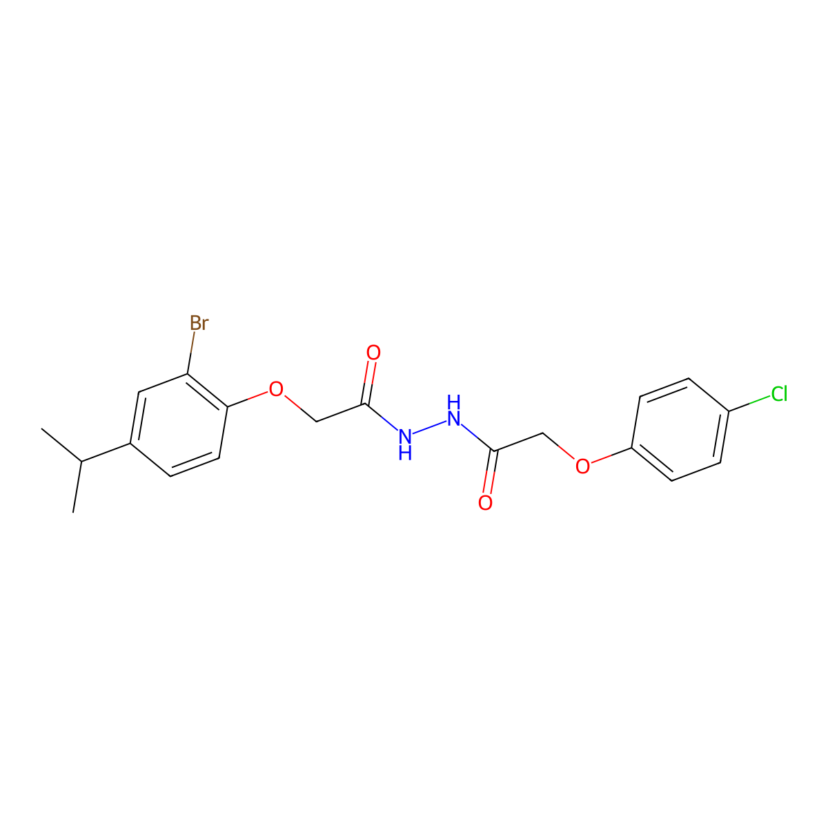 N'-[2-(2-bromo-4-propan-2-ylphenoxy)acetyl]-2-(4-chlorophenoxy)acetohydrazide molecular structure, CAS 650587-03-4