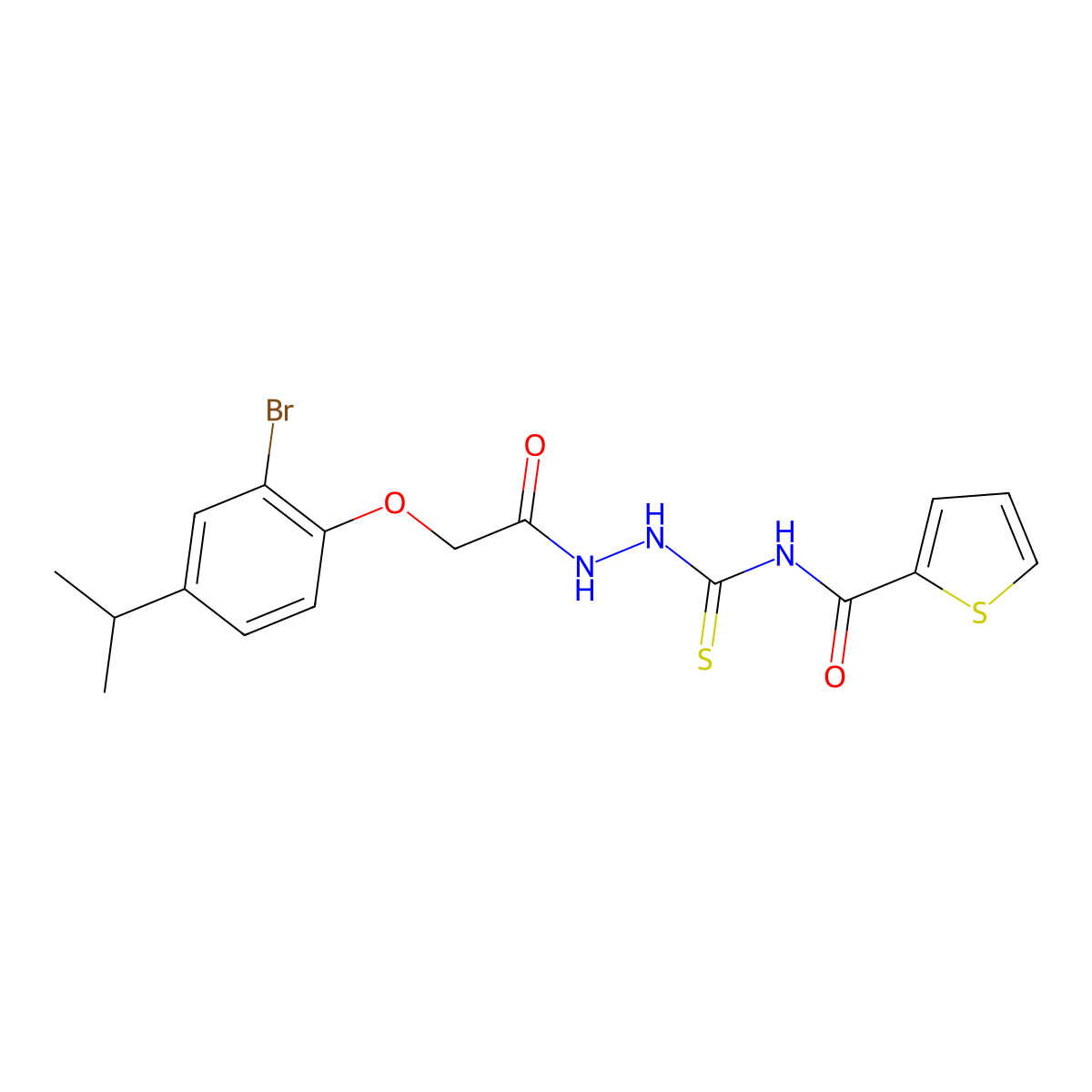 N-[[[2-(2-bromo-4-propan-2-ylphenoxy)acetyl]amino]carbamothioyl]thiophene-2-carboxamide molecular structure, CAS 650587-66-9