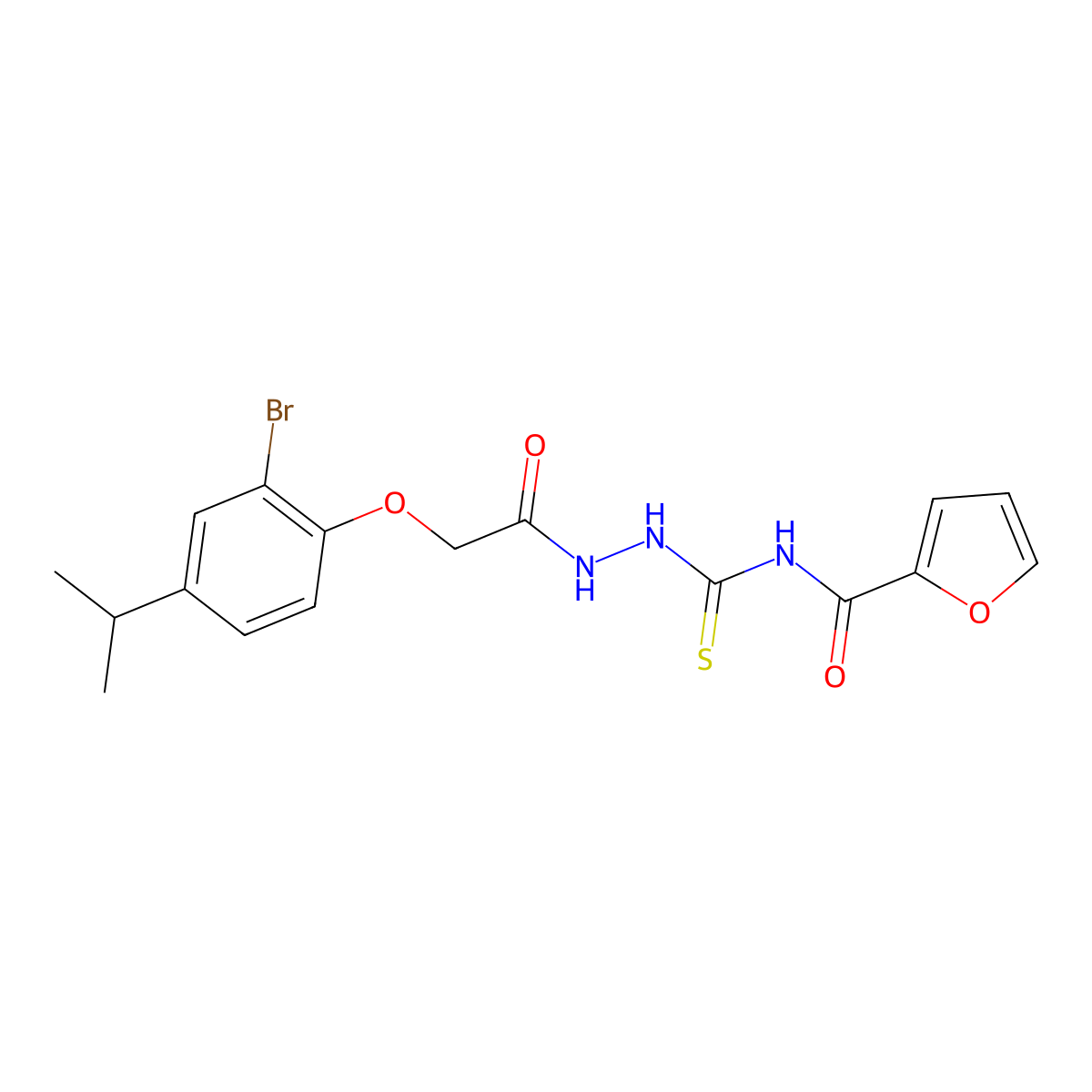 N-[[[2-(2-bromo-4-propan-2-ylphenoxy)acetyl]amino]carbamothioyl]furan-2-carboxamide molecular structure, CAS 650587-69-2