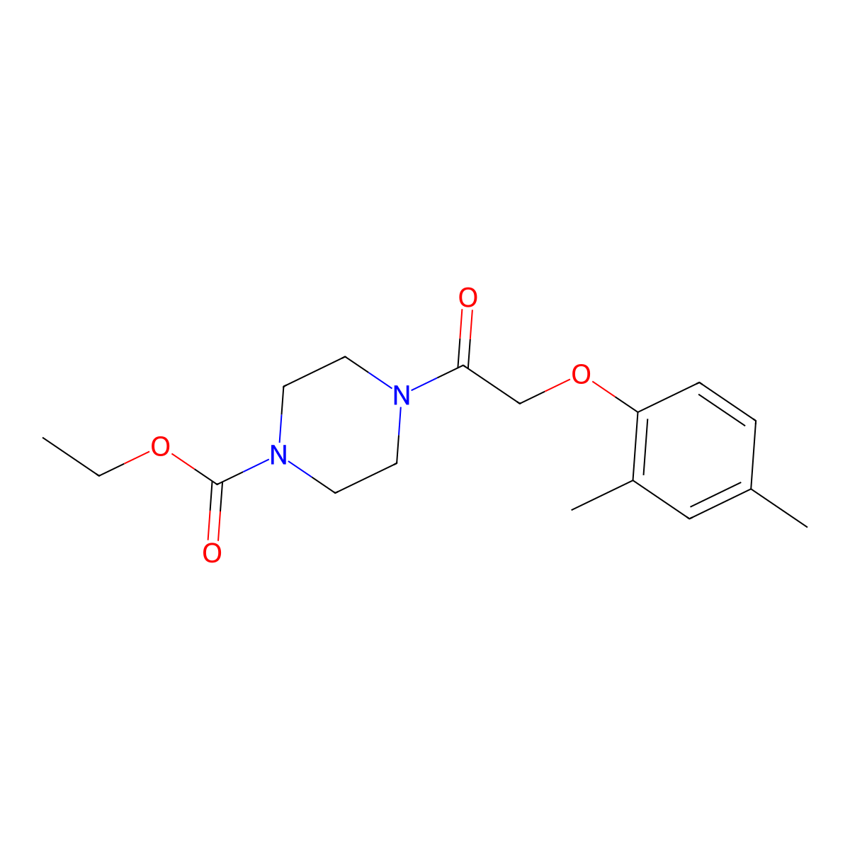 Ethyl 4-[(2,4-dimethylphenoxy)acetyl]-1-piperazinecarboxylate molecular structure, CAS 650588-06-0