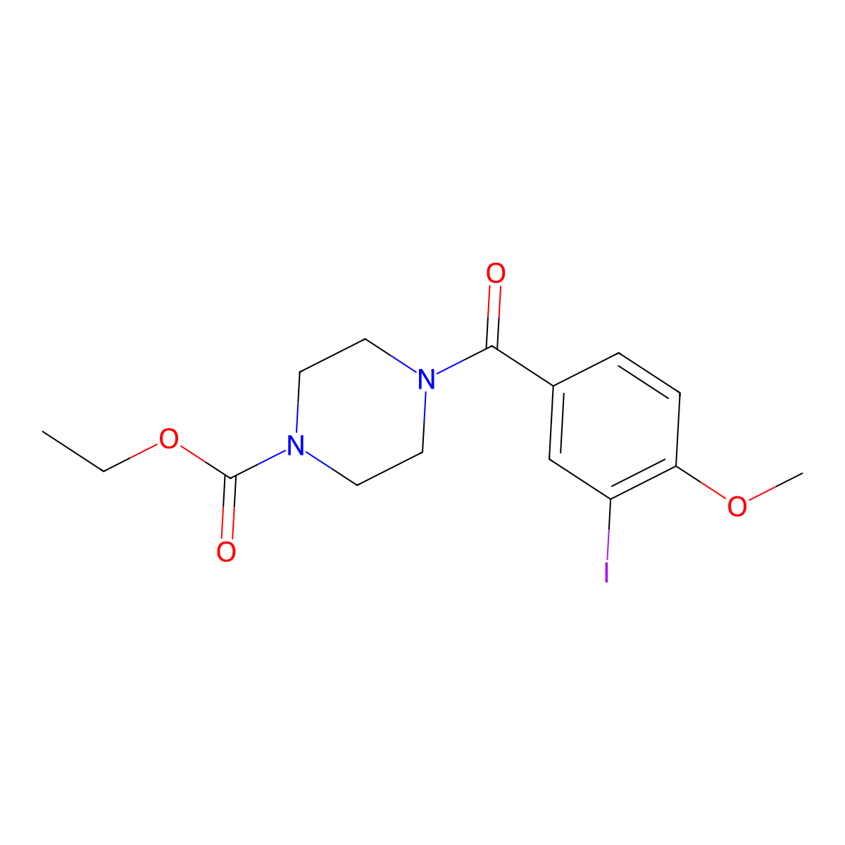 Ethyl 4-(3-iodo-4-methoxybenzoyl)-1-piperazinecarboxylate molecular structure, CAS 650588-09-3