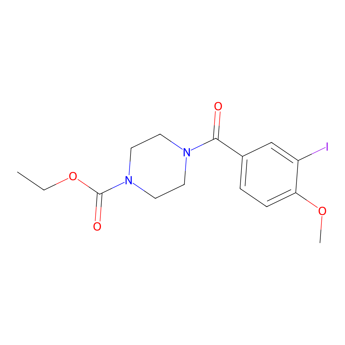 Ethyl 4-(3-iodo-4-methoxybenzoyl)-1-piperazinecarboxylate molecular structure, CAS 650588-09-3