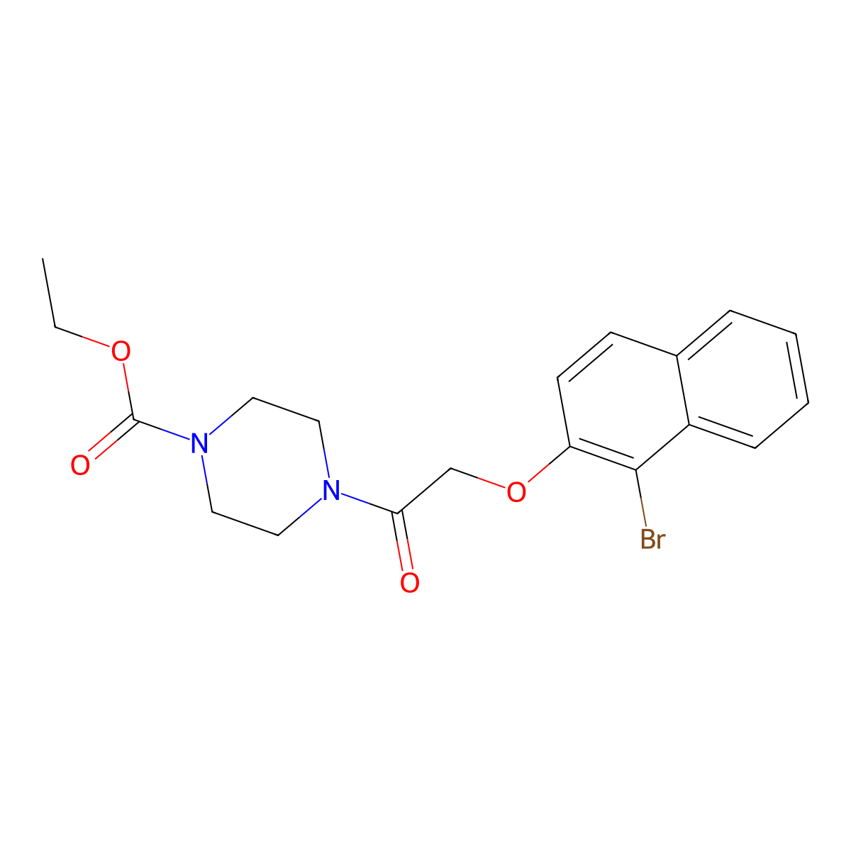 Ethyl 4-{[(1-bromo-2-naphthyl)oxy]acetyl}-1-piperazinecarboxylate molecular structure, CAS 650588-11-7