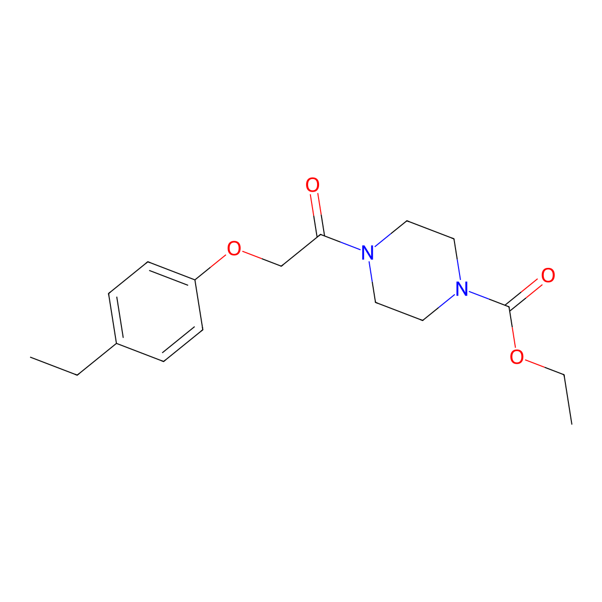 Ethyl 4-[(4-ethylphenoxy)acetyl]-1-piperazinecarboxylate molecular structure, CAS 650588-20-8