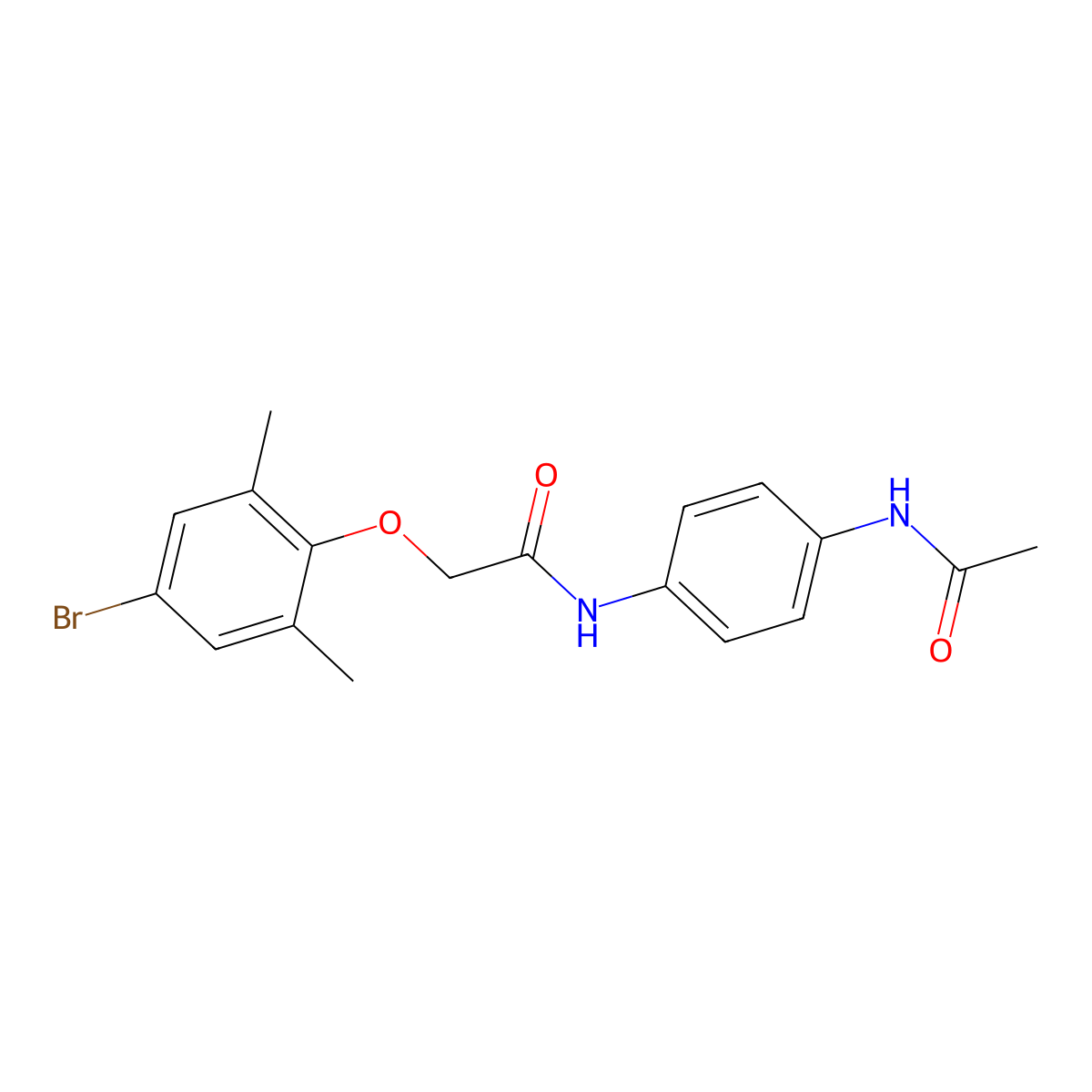 N-[4-(acetylamino)phenyl]-2-(4-bromo-2,6-dimethylphenoxy)acetamide molecular structure, CAS 650588-31-1