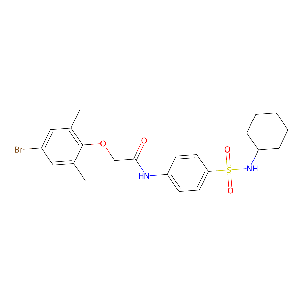 2-(4-bromo-2,6-dimethylphenoxy)-N-[4-(cyclohexylsulfamoyl)phenyl]acetamide molecular structure, CAS 650588-36-6