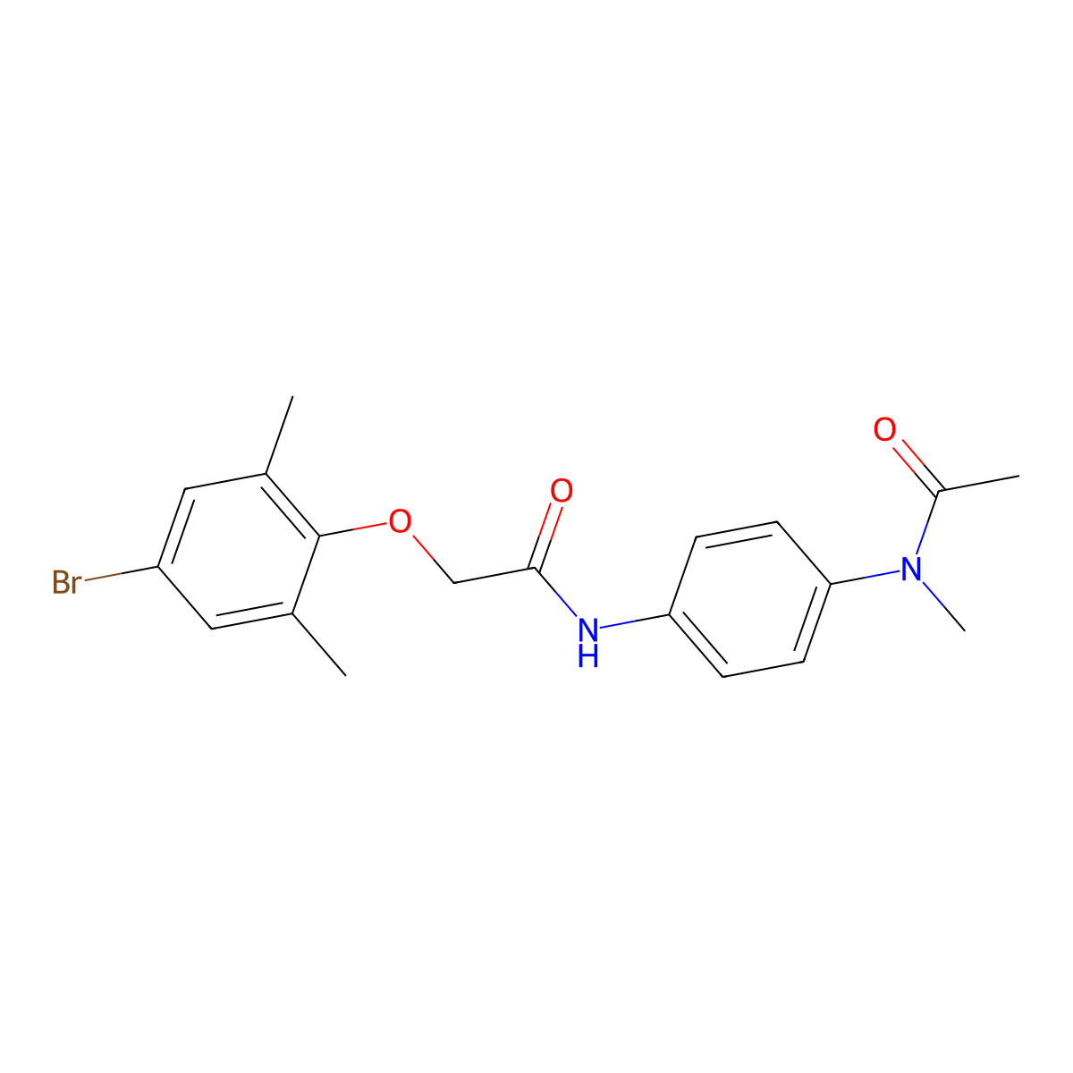 N-{4-[acetyl(methyl)amino]phenyl}-2-(4-bromo-2,6-dimethylphenoxy)acetamide molecular structure, CAS 650588-43-5
