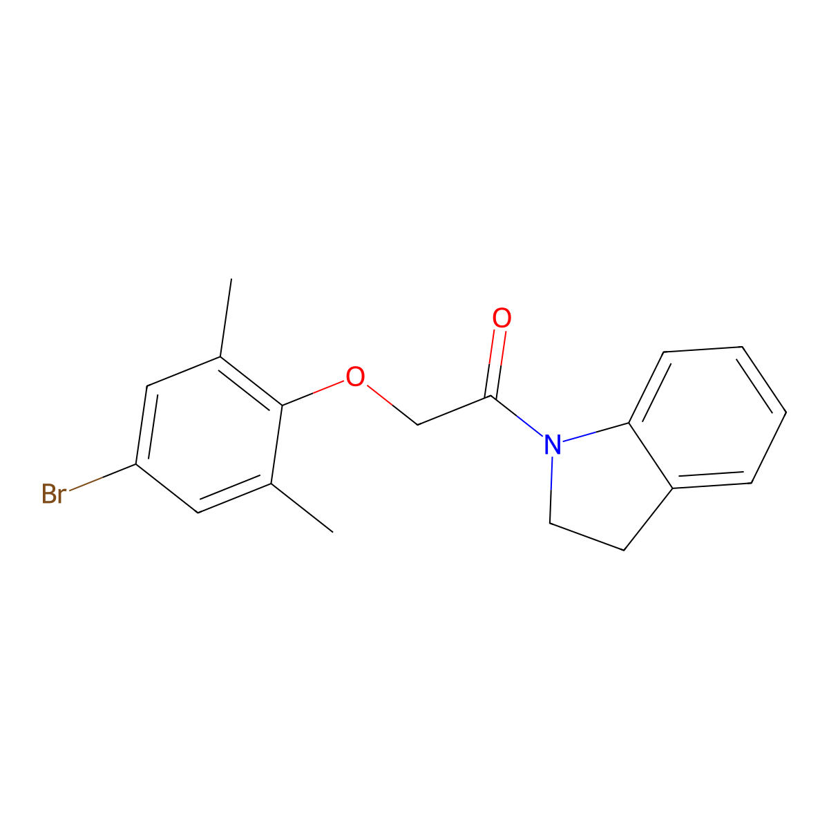 2-(4-Bromo-2,6-dimethylphenoxy)-1-(2,3-dihydroindol-1-yl)ethanone molecular structure, CAS 650588-54-8
