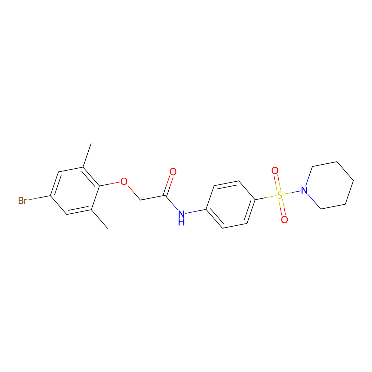 2-(4-bromo-2,6-dimethylphenoxy)-N-(4-piperidin-1-ylsulfonylphenyl)acetamide molecular structure, CAS 650588-58-2
