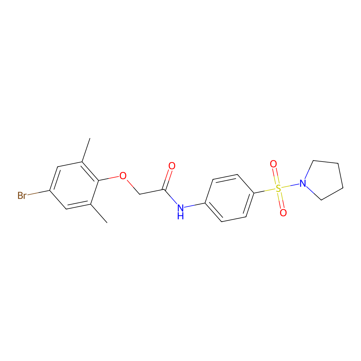 2-(4-bromo-2,6-dimethylphenoxy)-N-[4-(1-pyrrolidinylsulfonyl)phenyl]acetamide molecular structure, CAS 650588-61-7