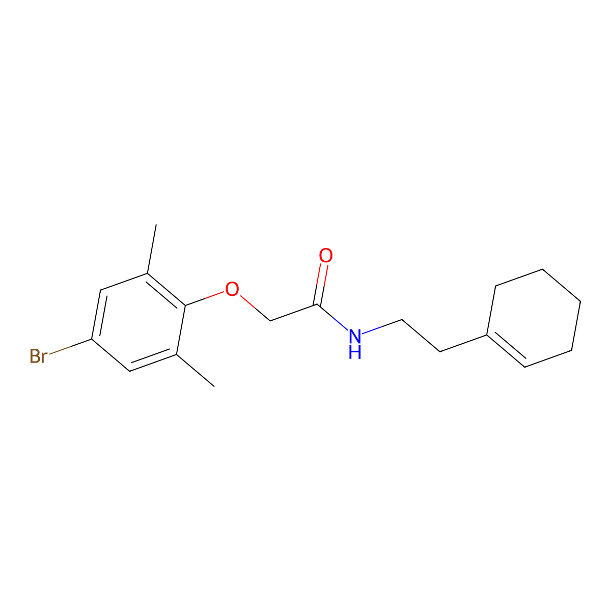 2-(4-bromo-2,6-dimethylphenoxy)-N-[2-(1-cyclohexen-1-yl)ethyl]acetamide molecular structure, CAS 650588-63-9