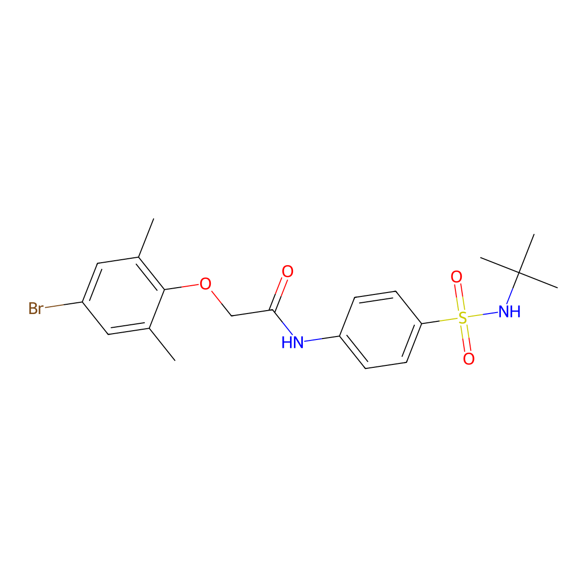 2-(4-bromo-2,6-dimethylphenoxy)-N-[4-(tert-butylsulfamoyl)phenyl]acetamide molecular structure, CAS 650588-73-1