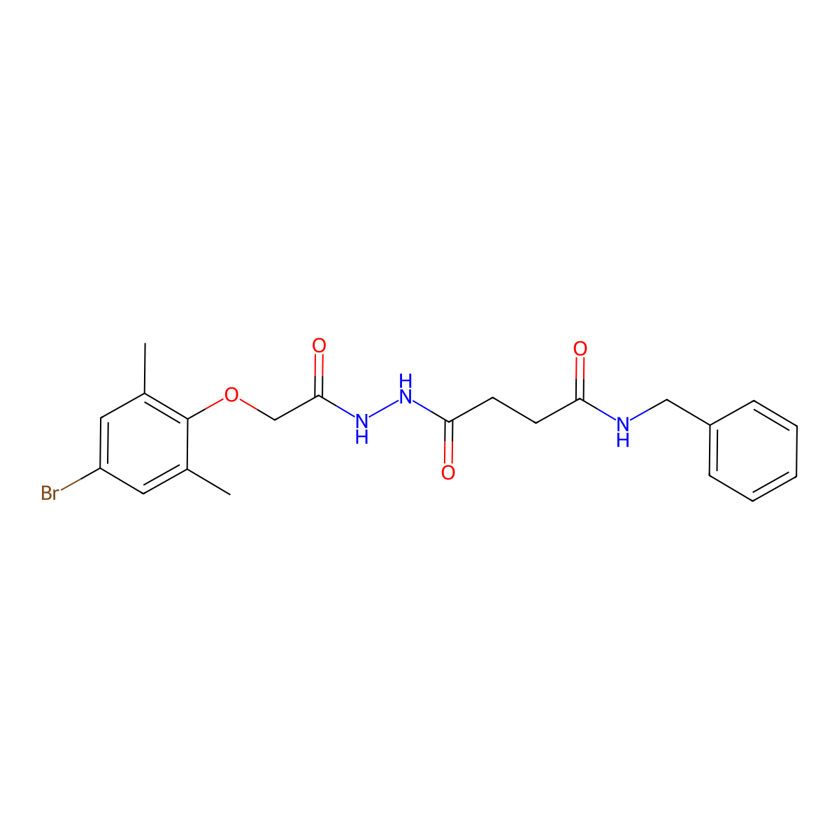 N-benzyl-4-{2-[(4-bromo-2,6-dimethylphenoxy)acetyl]hydrazino}-4-oxobutanamide molecular structure, CAS 650589-20-1