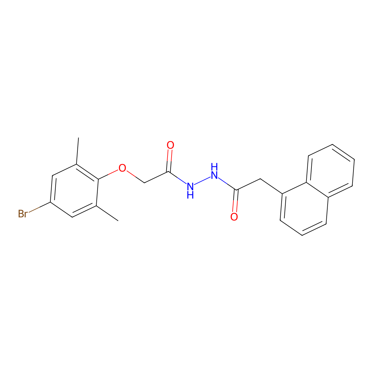 N'-[2-(4-bromo-2,6-dimethylphenoxy)acetyl]-2-naphthalen-1-ylacetohydrazide molecular structure, CAS 650589-59-6