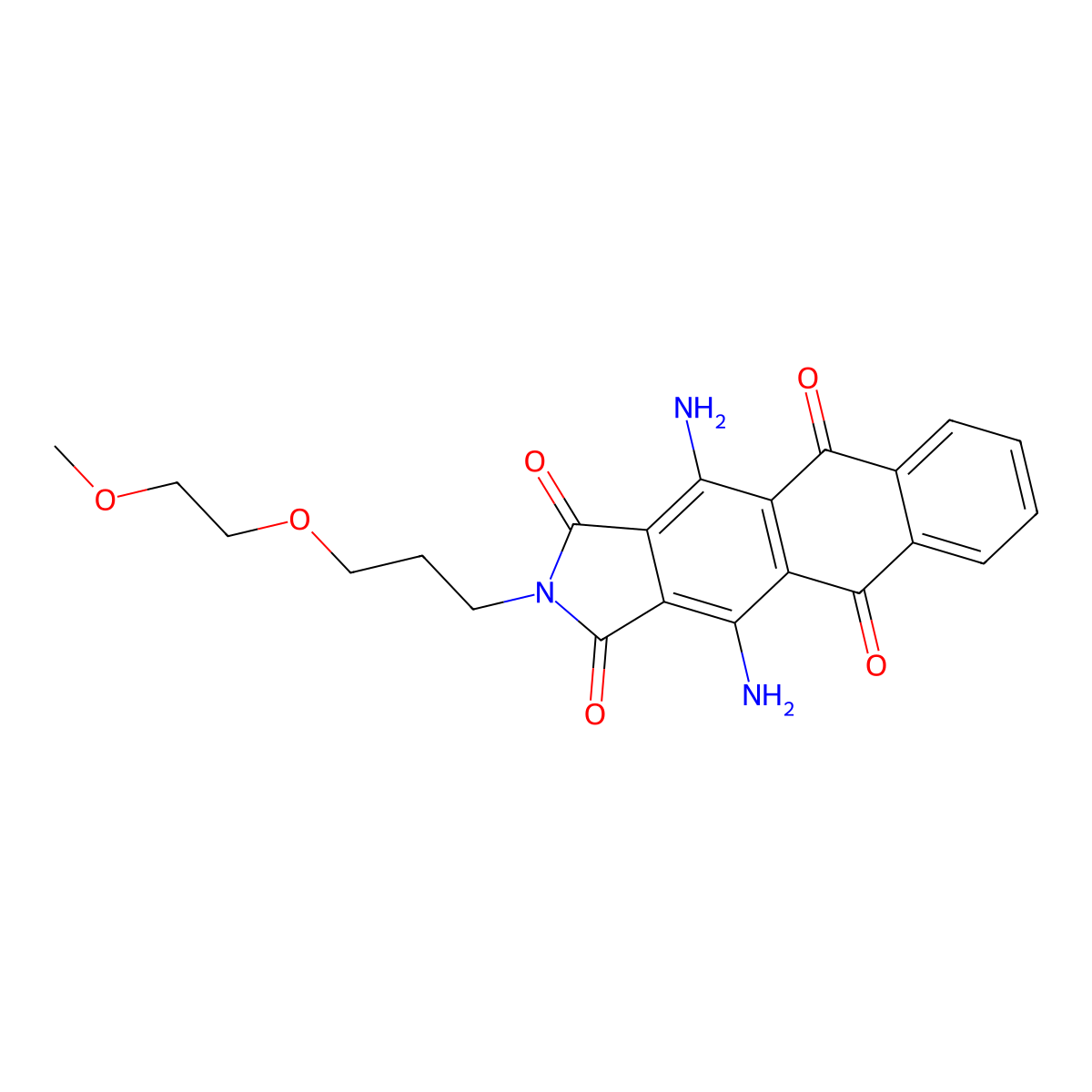 1H-Naphth[2,3-f]isoindole-1,3,5,10(2H)-tetrone, 4,11-diamino-2-[3-(2-methoxyethoxy)propyl]- molecular structure, CAS 65059-45-2