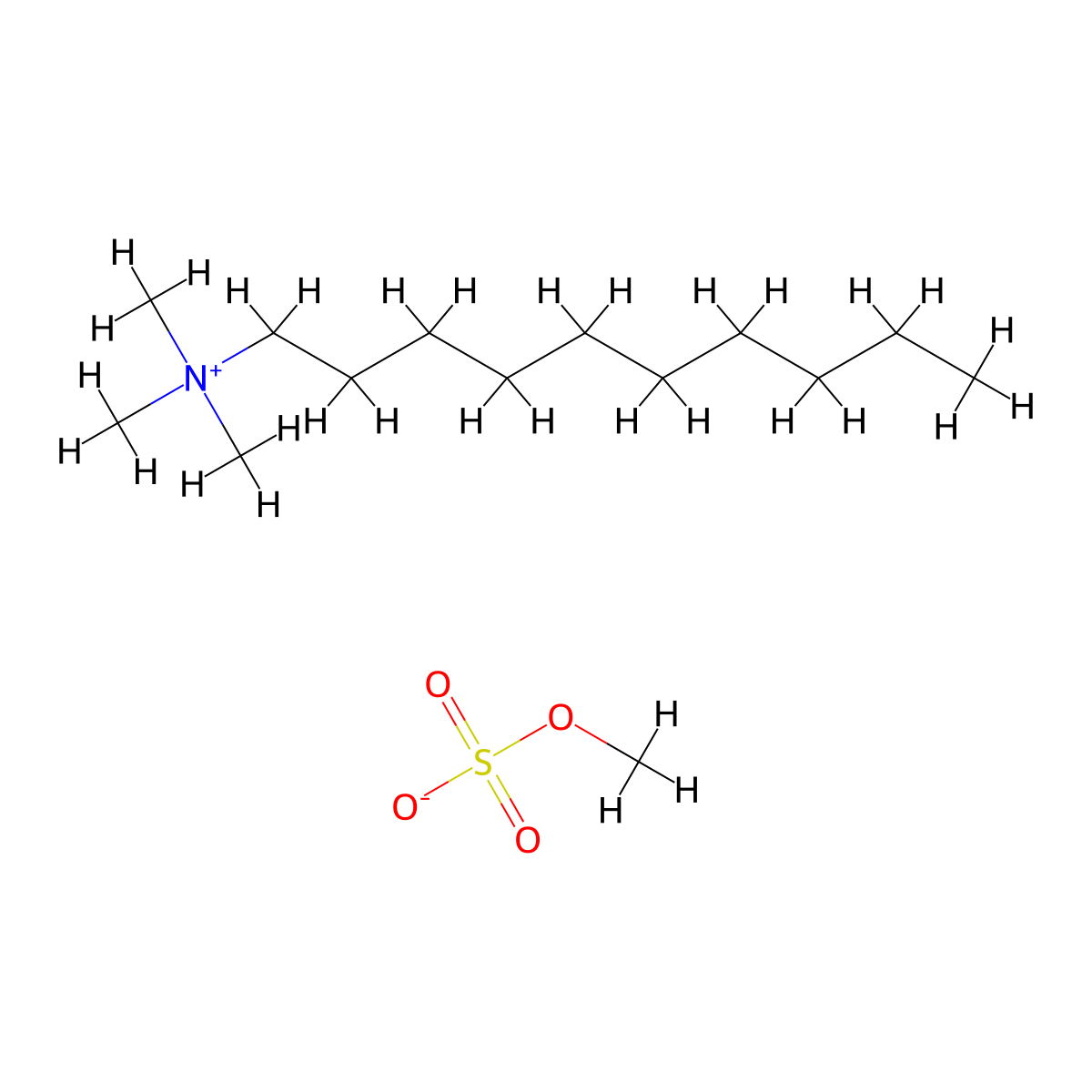 Capryltrimethylammonium methosulfate molecular structure, CAS 65059-98-5
