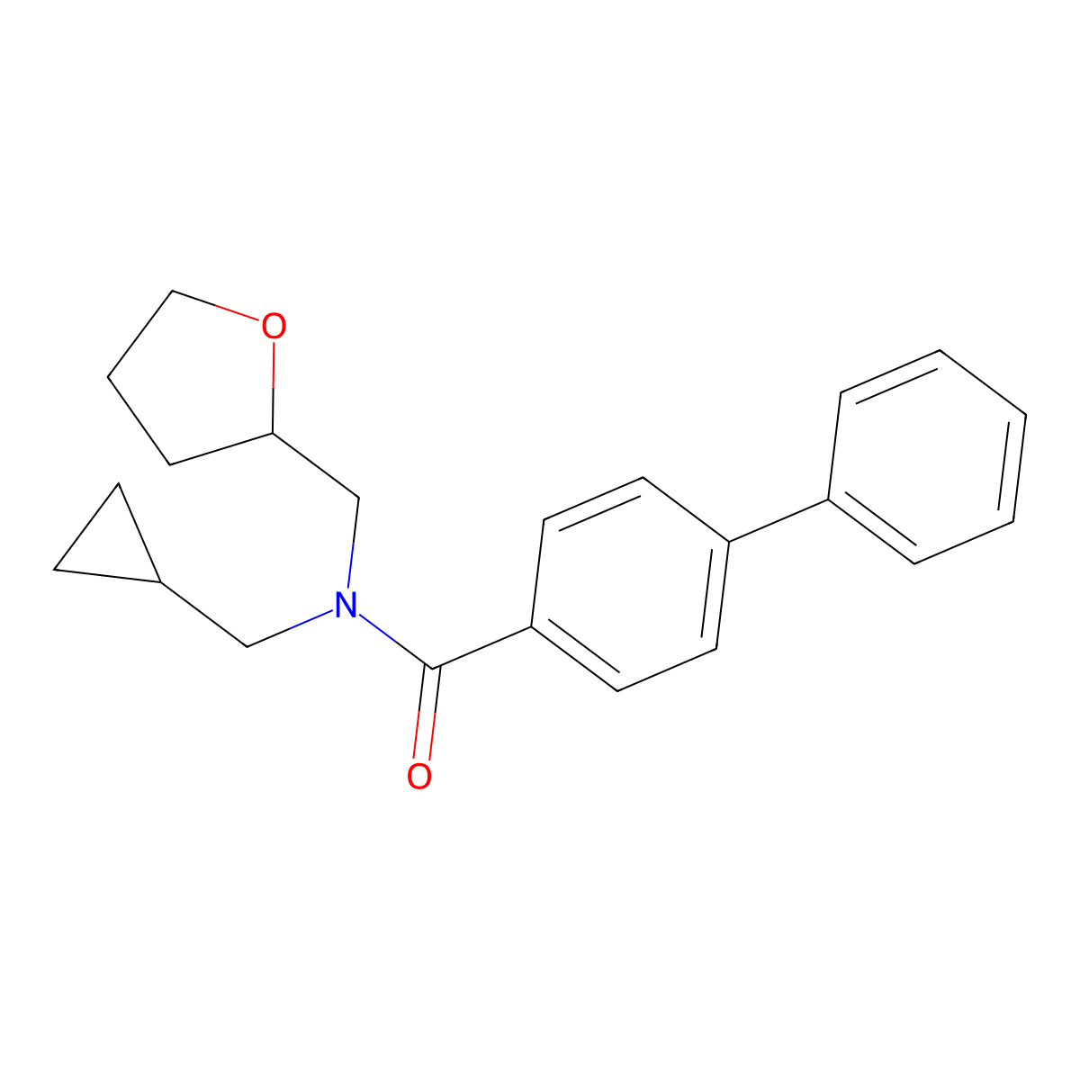 N-(cyclopropylmethyl)-N-(tetrahydro-2-furanylmethyl)[1,1'-biphenyl]-4-carboxamide molecular structure, CAS 650590-61-7