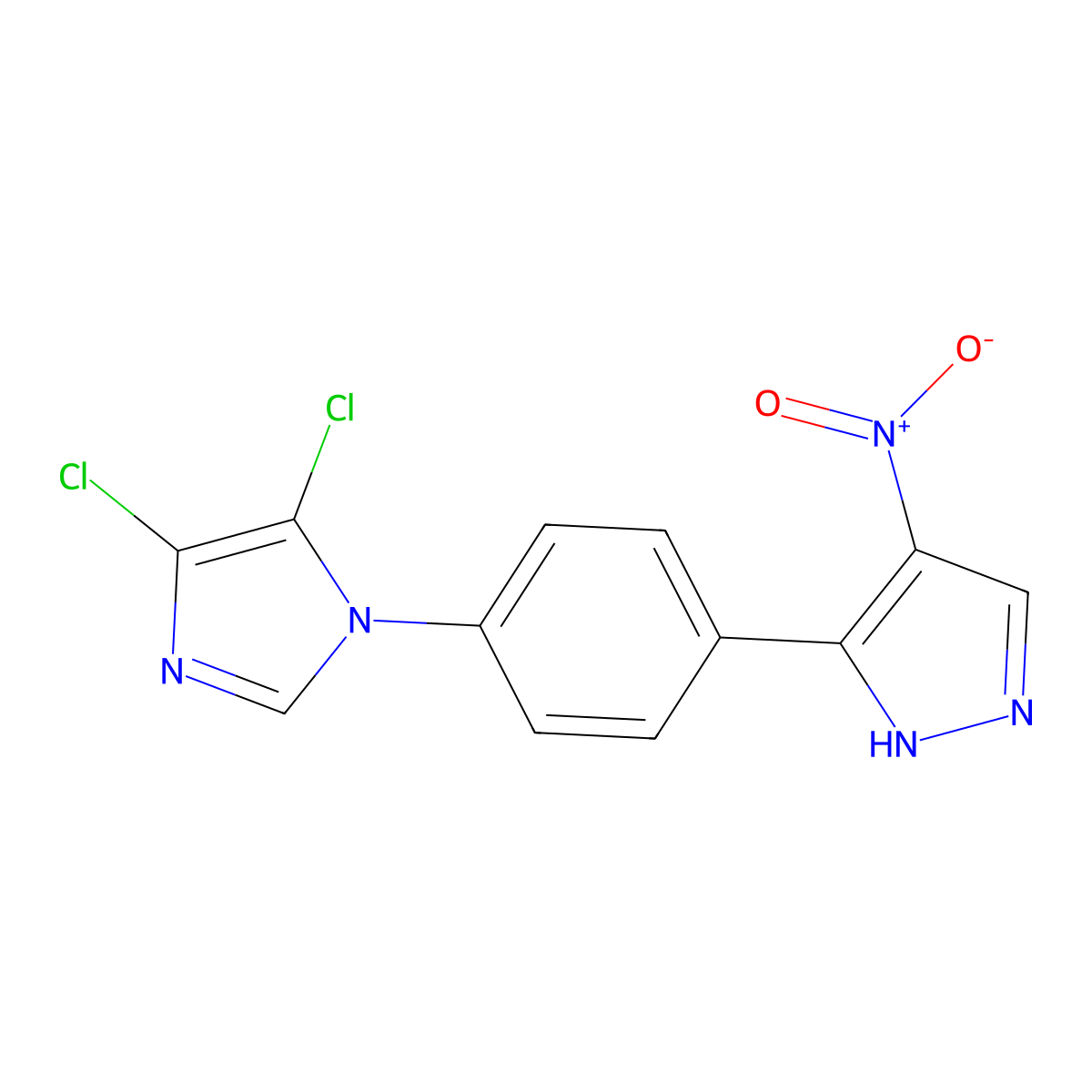 4,5-dichloro-1-[4-(4-nitro-1H-pyrazol-3-yl)phenyl]-1H-imidazole molecular structure, CAS 650592-12-4