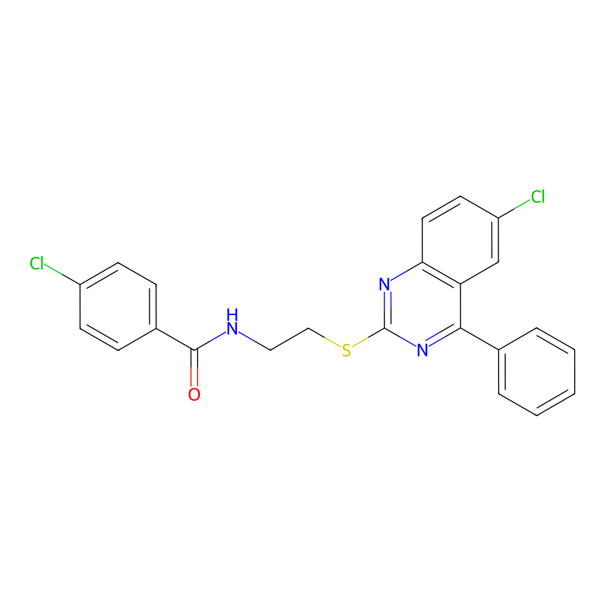 4-chloro-N-{2-[(6-chloro-4-phenylquinazolin-2-yl)sulfanyl]ethyl}benzamide molecular structure, CAS 650592-69-1