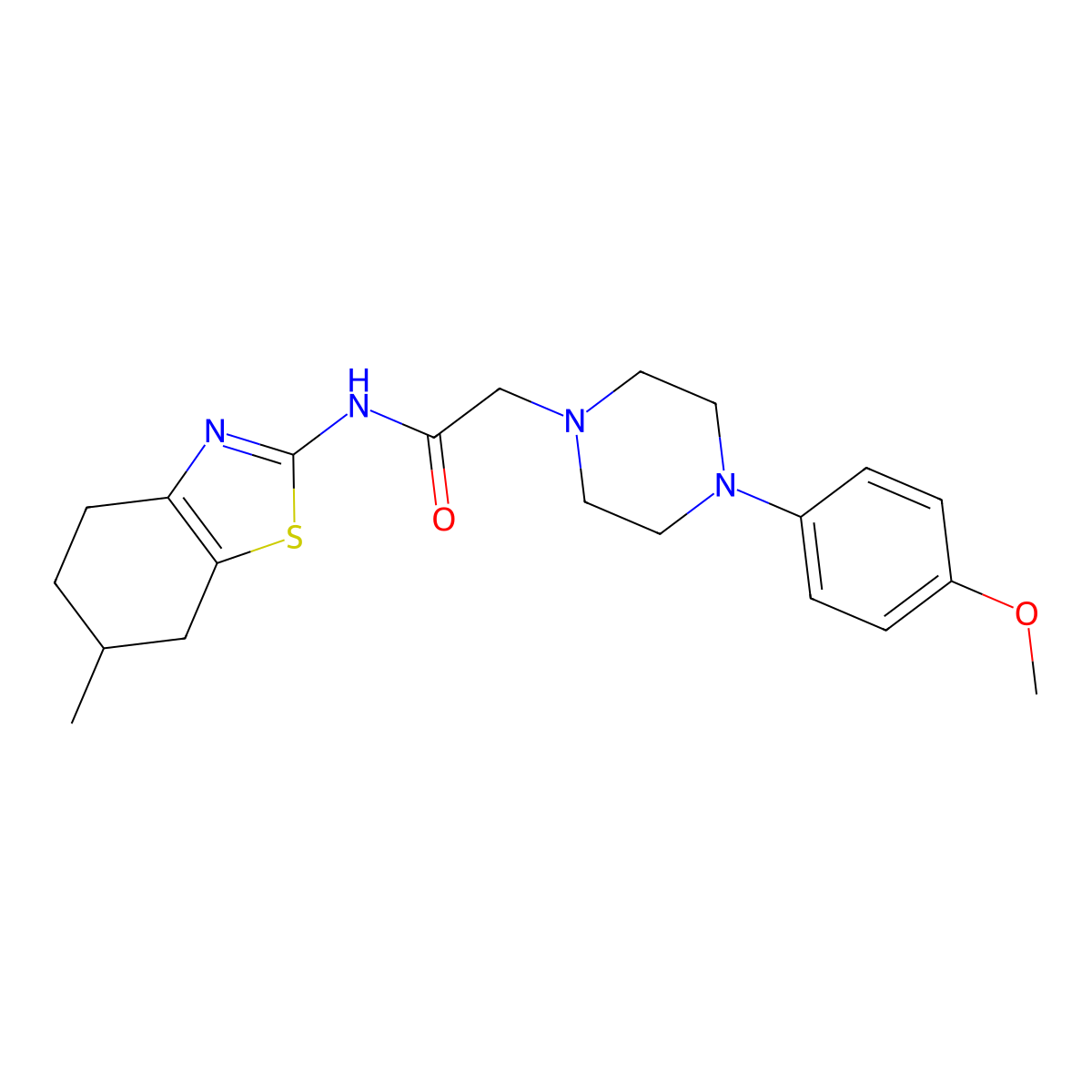 2-[4-(4-methoxyphenyl)piperazin-1-yl]-N-(6-methyl-4,5,6,7-tetrahydro-1,3-benzothiazol-2-yl)acetamide molecular structure, CAS 650592-78-2