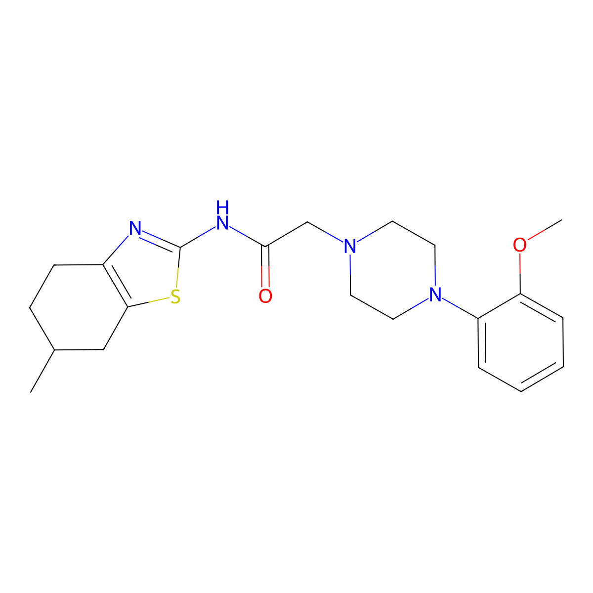 2-[4-(2-methoxyphenyl)piperazin-1-yl]-N-(6-methyl-4,5,6,7-tetrahydro-1,3-benzothiazol-2-yl)acetamide molecular structure, CAS 650592-80-6