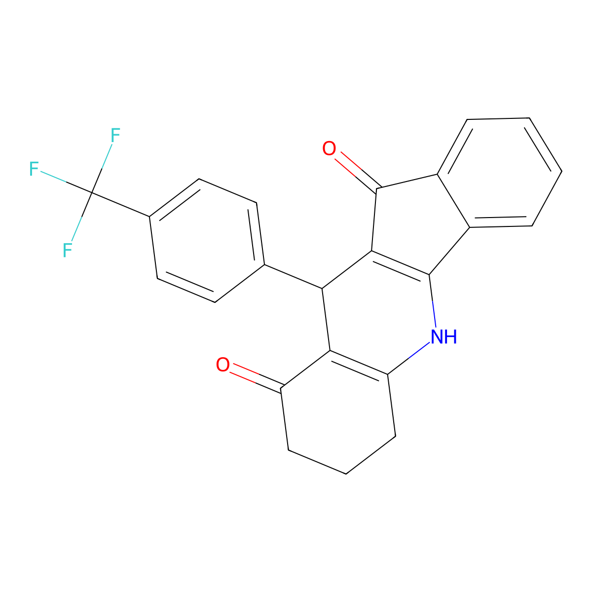 10-[4-(trifluoromethyl)phenyl]-6,7,8,10-tetrahydro-5H-indeno[1,2-b]quinoline-9,11-dione molecular structure, CAS 650592-85-1