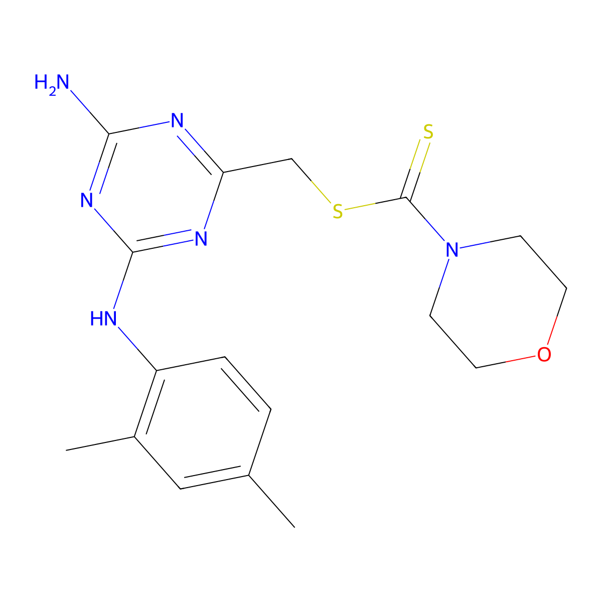 {4-Amino-6-[(2,4-dimethylphenyl)amino]-1,3,5-triazin-2-yl}methyl morpholine-4-carbodithioate molecular structure, CAS 650592-93-1