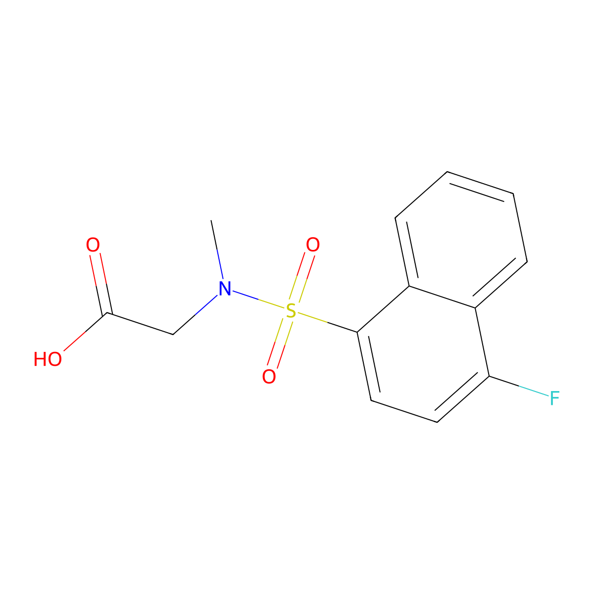 N-[(4-fluoro-1-naphthyl)sulfonyl]-N-methylglycine molecular structure, CAS 650593-40-1