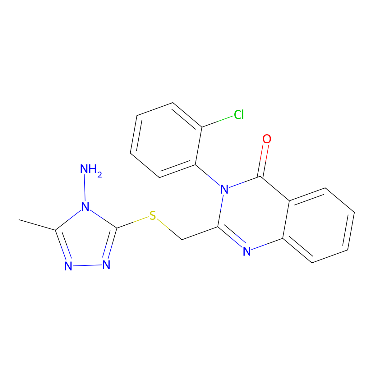 2-[(4-Amino-5-methyl-1,2,4-triazol-3-yl)sulfanylmethyl]-3-(2-chlorophenyl)quinazolin-4-one molecular structure, CAS 650593-44-5