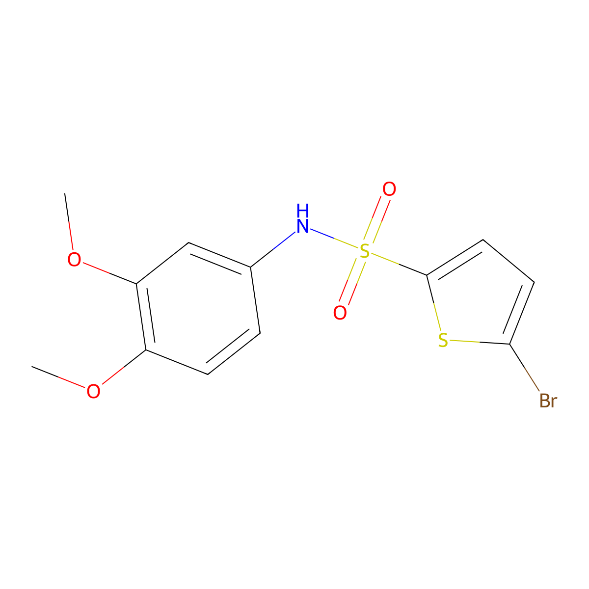 5-bromo-N-(3,4-dimethoxyphenyl)thiophene-2-sulfonamide molecular structure, CAS 650593-60-5