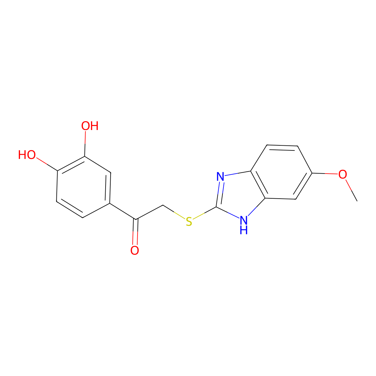 1-(3,4-dihydroxyphenyl)-2-[(6-methoxy-1H-benzimidazol-2-yl)sulfanyl]ethanone molecular structure, CAS 650593-64-9
