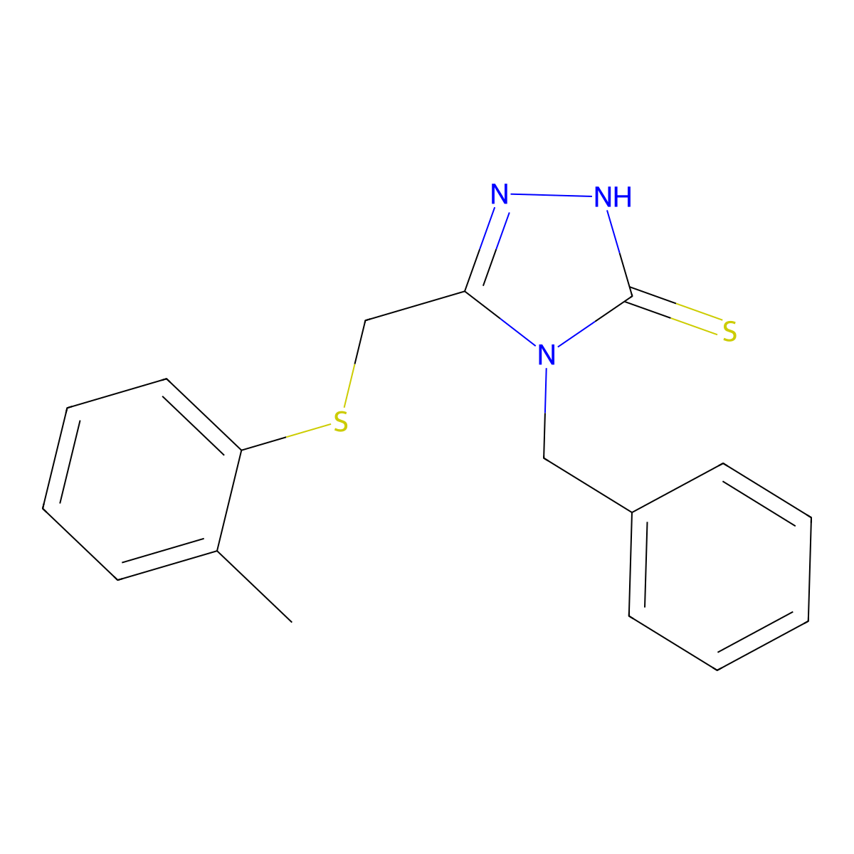 4-benzyl-5-{[(2-methylphenyl)thio]methyl}-4H-1,2,4-triazole-3-thiol molecular structure, CAS 650593-67-2