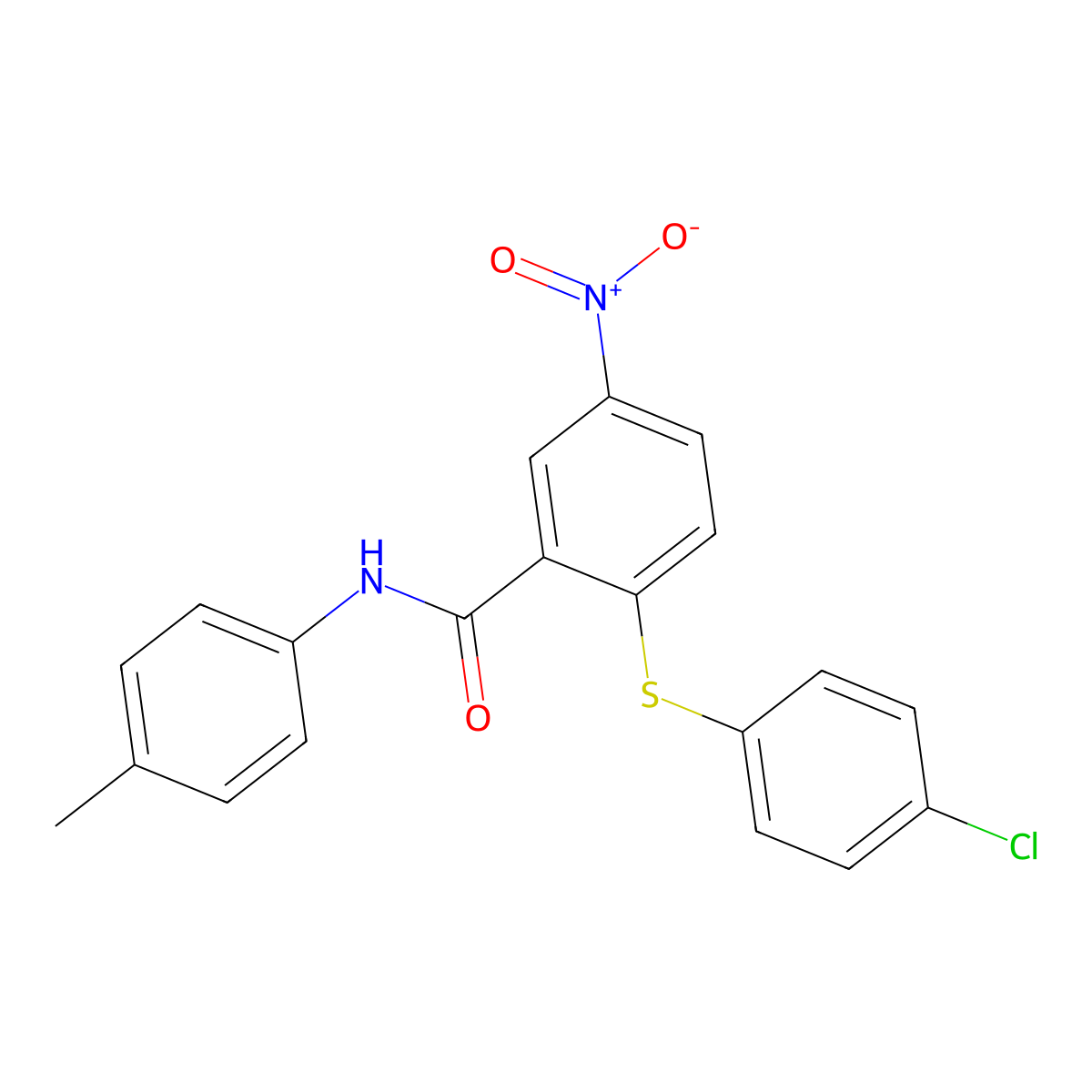 2-[(4-Chlorophenyl)thio]-N-(4-methylphenyl)-5-nitrobenzamide molecular structure, CAS 650593-68-3